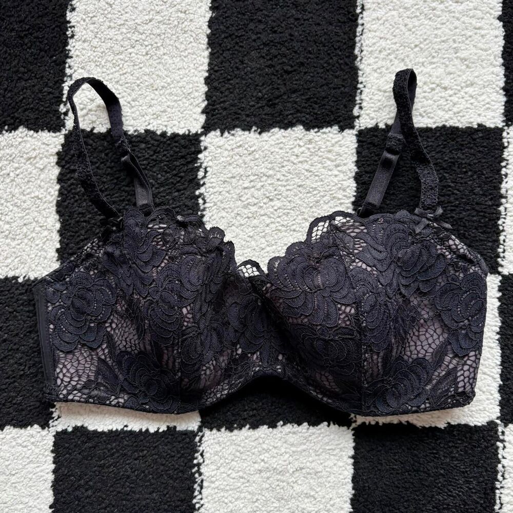 NWOT Adore Me Black Lace Bra 34DD